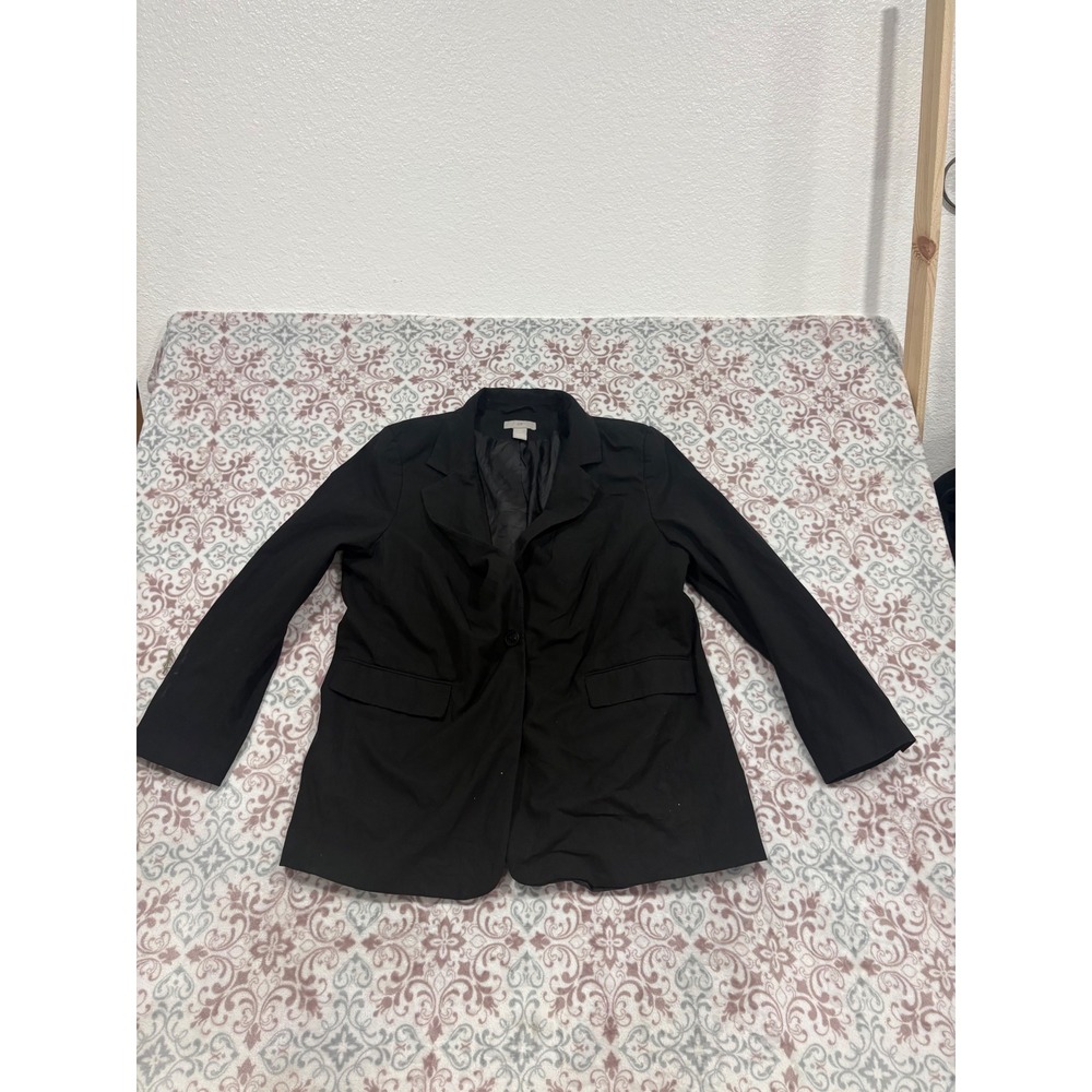 HM Womens Black Single Button Blazer Jacket Size L Long Sleeve Professional Top